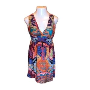 ANGIE Multi-Color Abstract Print SundressSize M